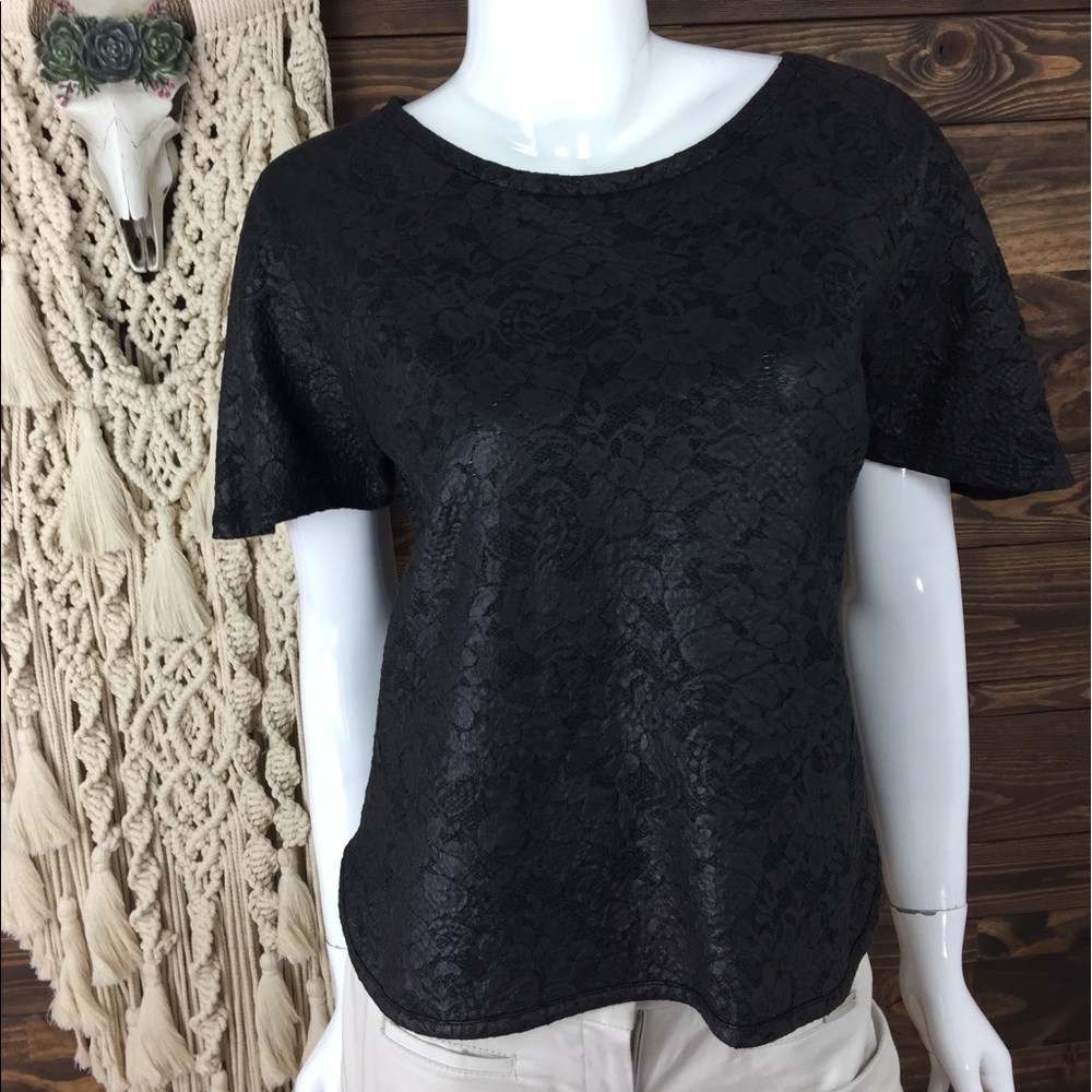 Calvin Klein Jeans | Faux Leather Floral Print Blouse Top
